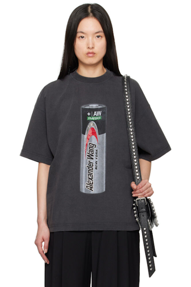 Черная футболка унисекс с графическим принтом логотипа Battery Alexander Wang
Черная футболка унисекс с графическим принтом логотипа Battery Alexander Wang