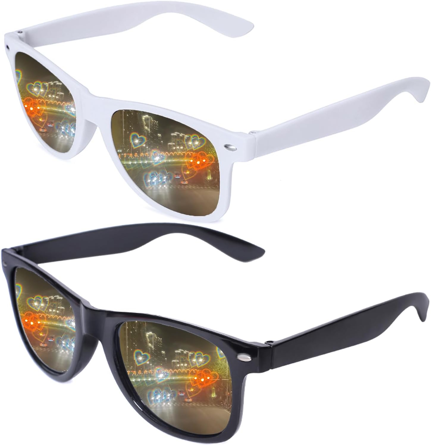 Модные квадратные солнцезащитные очки для женщин и мужчин, комплект из 2 штук - эффект сердца, дифракционные очки для рейва, ретро, прямоугольные, защита UV400 Aeergured, Black, White
Модные квадратные солнцезащитные очки для женщин и мужчин, комплект из 2 штук - эффект сердца, дифракционные очки для рейва, ретро, прямоугольные, защита UV400 Aeergured, Black, White