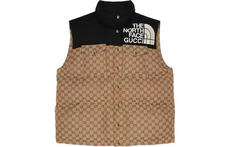Жилет мужской North Face X Gucci, хаки 
Жилет мужской North Face X Gucci, хаки
