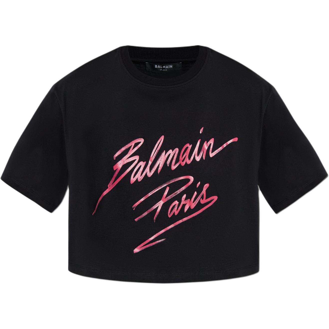 Футболка кроп с принтом лого BALMAIN, черный
Футболка кроп с принтом лого BALMAIN, черный