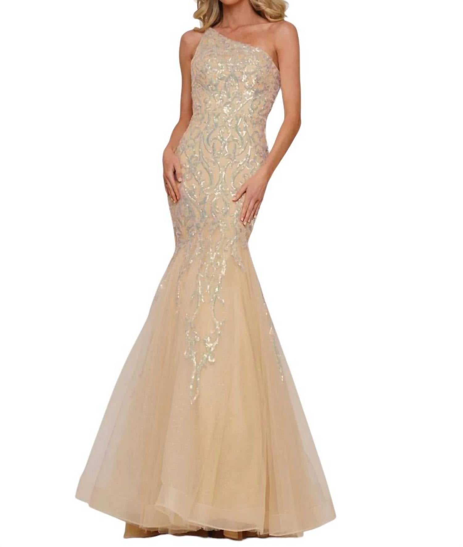 Вечернее платье-русалка на одно плечо в золотом цвете COLORS DRESS
Вечернее платье-русалка на одно плечо в золотом цвете COLORS DRESS