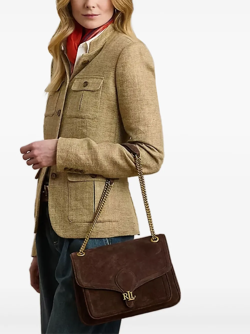 Сумка на плечо из замши с цепочным ремнем Lauren Ralph Lauren, коричневый
Сумка на плечо из замши с цепочным ремнем Lauren Ralph Lauren, коричневый