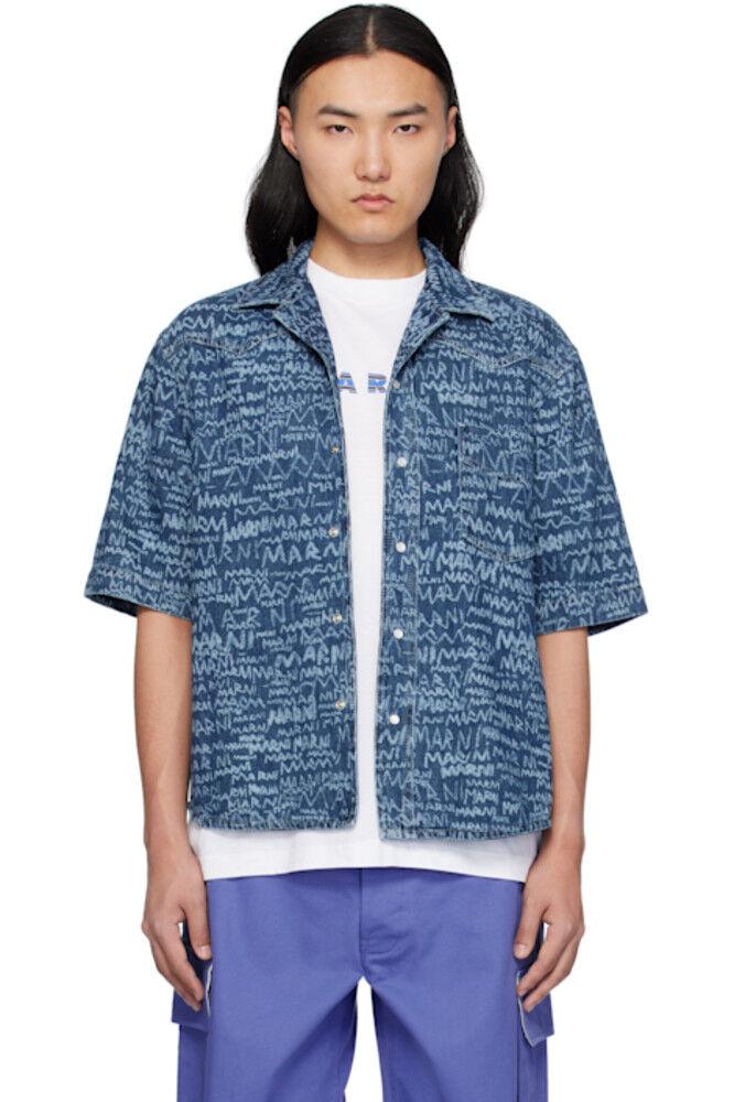 Рубашка из темно-синего выбеленного лазером денима Marni
Рубашка из темно-синего выбеленного лазером денима Marni