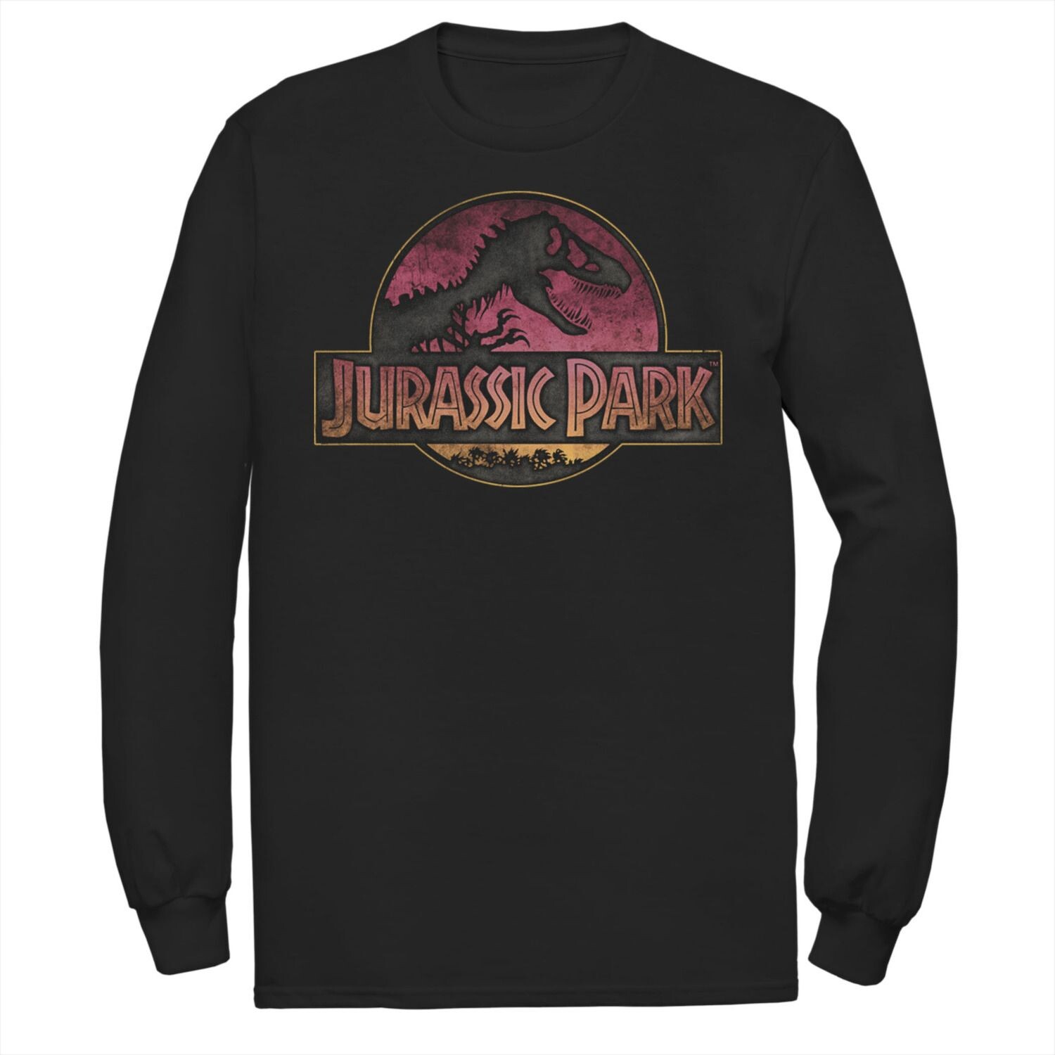 Мужская футболка с длинными рукавами и рисунком «Парк Юрского периода» с логотипом и градиентом заката Licensed Character