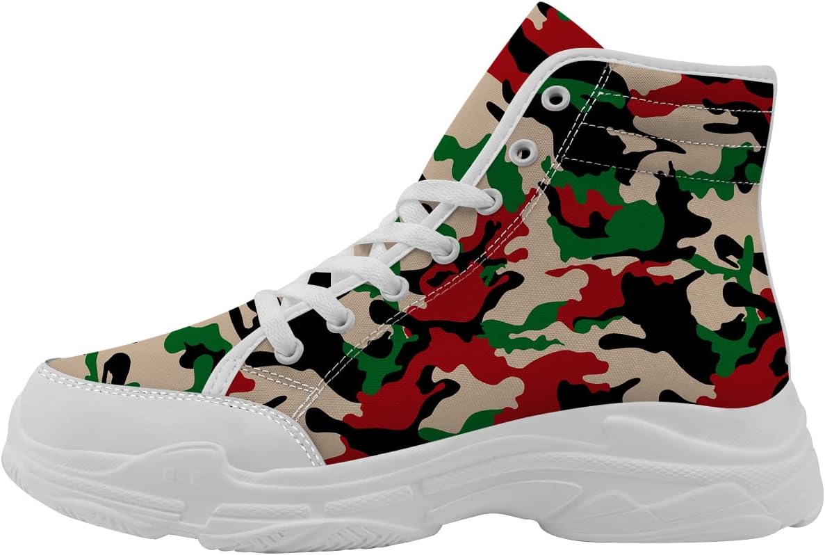 Кроссовки на высокой платформе с камуфляжным принтом для женщин и мужчин, текстильные на шнуровке, подарок для нее и для него Generic, черный/красный/зеленый
Кроссовки на высокой платформе с камуфляжным принтом для женщин и мужчин, текстильные на шнуровке, подарок для нее и для него Generic, черный/красный/зеленый