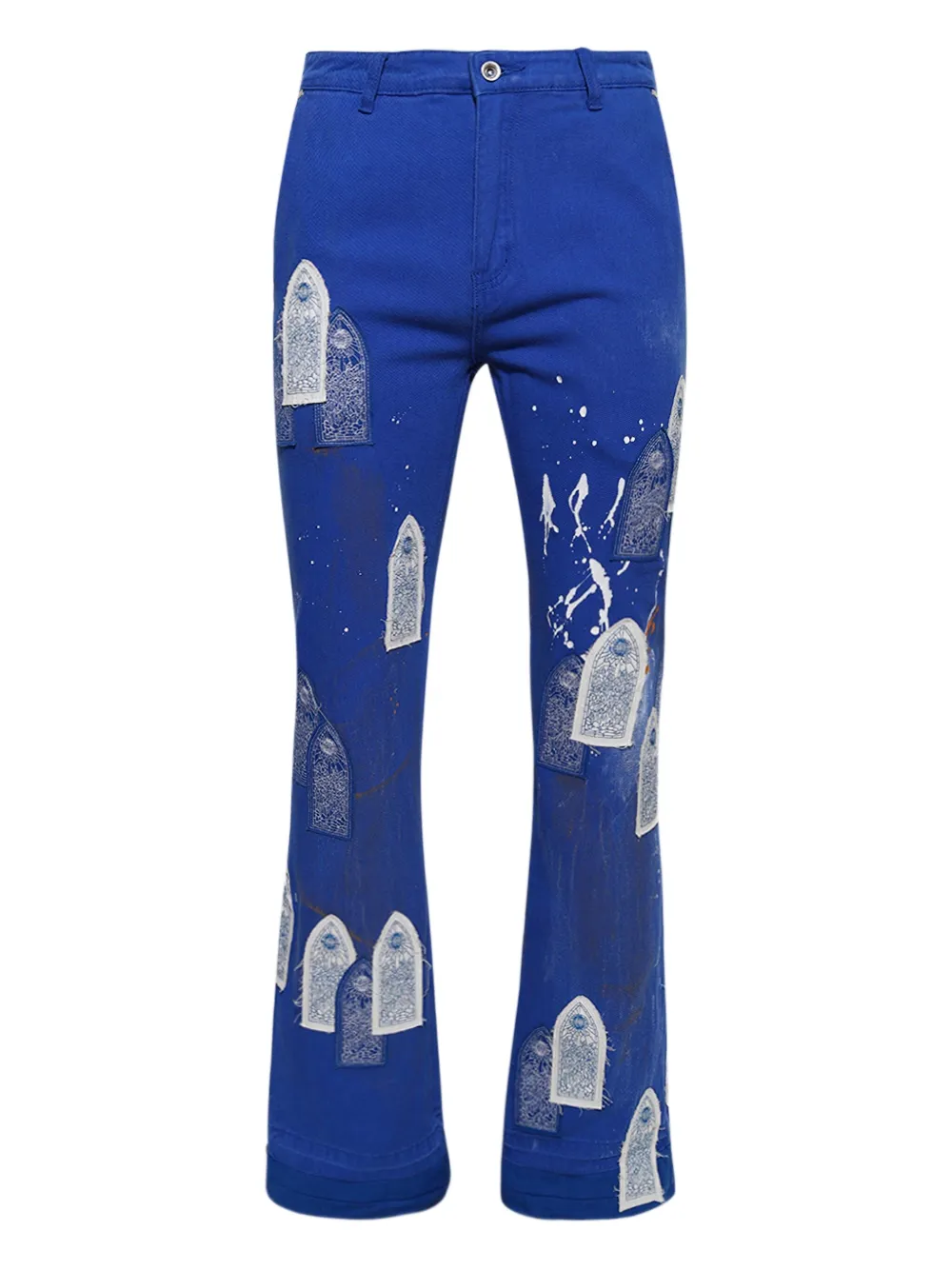 Прямые джинсы с вышивкой Who Decides War, синий 
Прямые джинсы с вышивкой Who Decides War, синий