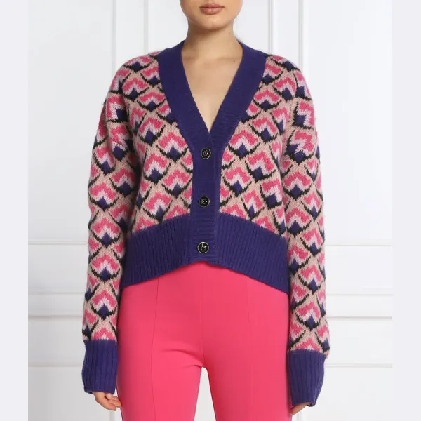 Кардиган-Сидро стандартного кроя с добавлением шерсти Pinko, мультиколор 
Кардиган-Сидро стандартного кроя с добавлением шерсти Pinko, мультиколор