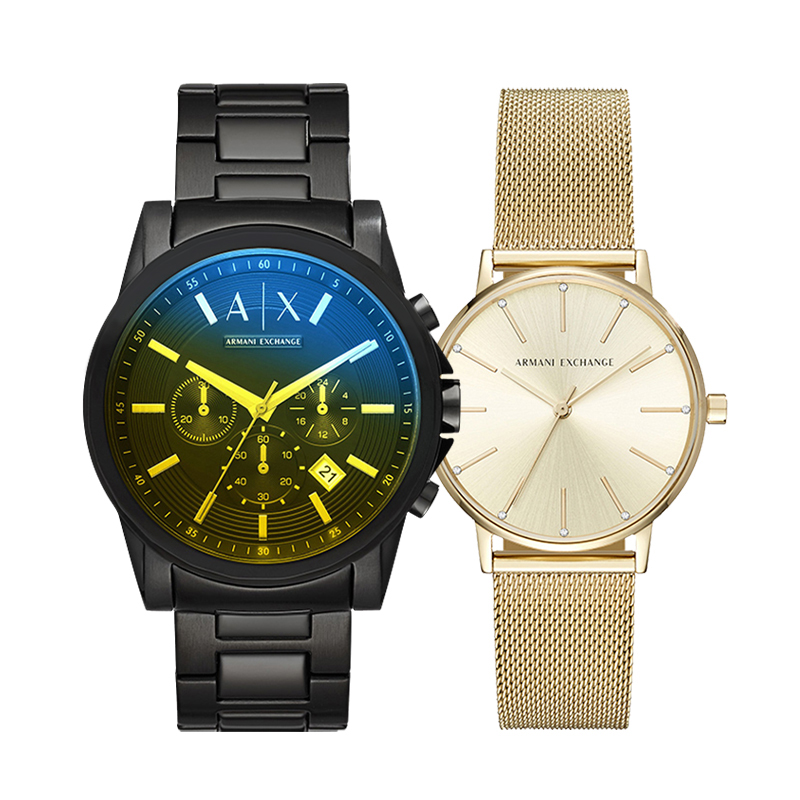 Наручные часы с кварцевым механизмом на стальном браслете с золотым циферблатом унисекс ARMANI EXCHANGE
Наручные часы с кварцевым механизмом на стальном браслете с золотым циферблатом унисекс ARMANI EXCHANGE