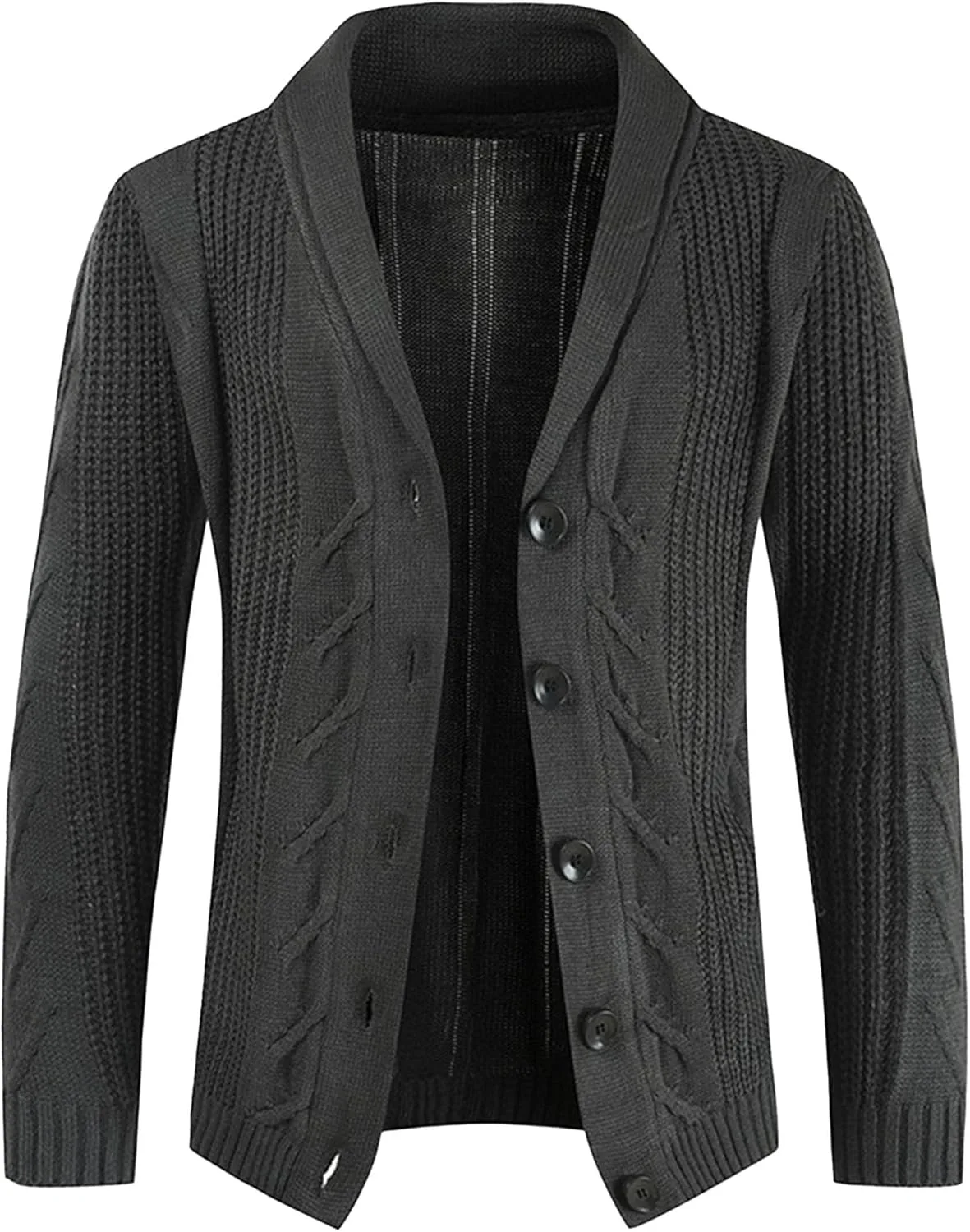 Мужской кардиган с шалью воротником, текстурированный вязаный свитер, черный
Мужской кардиган с шалью воротником, текстурированный вязаный свитер, черный