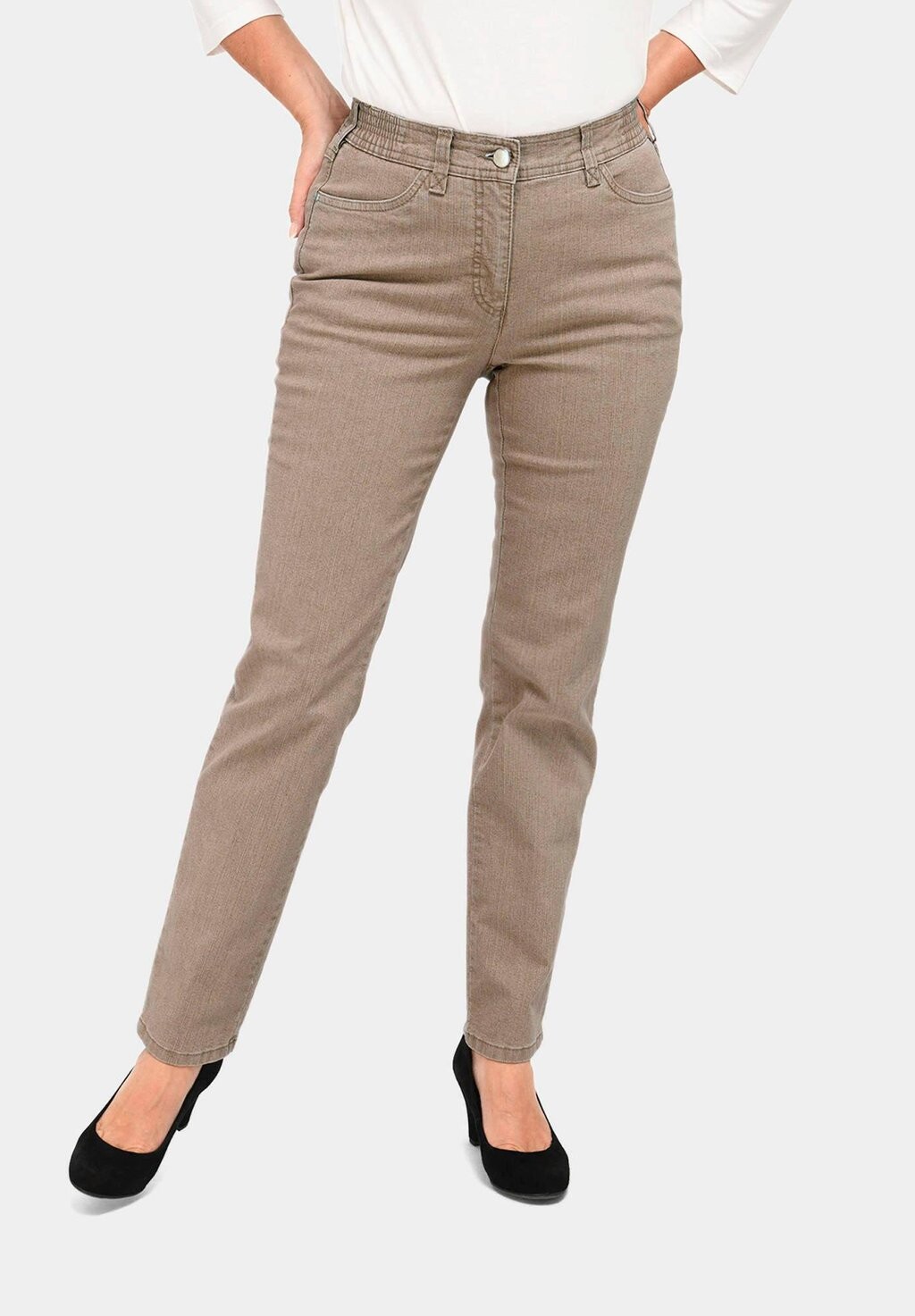 Узкие джинсы GOLDNER, бежевый 
Узкие джинсы GOLDNER, бежевый