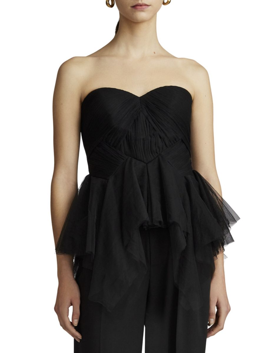 Топ-бюстье без бретелек с оборками Zac Posen, черный
Топ-бюстье без бретелек с оборками Zac Posen, черный