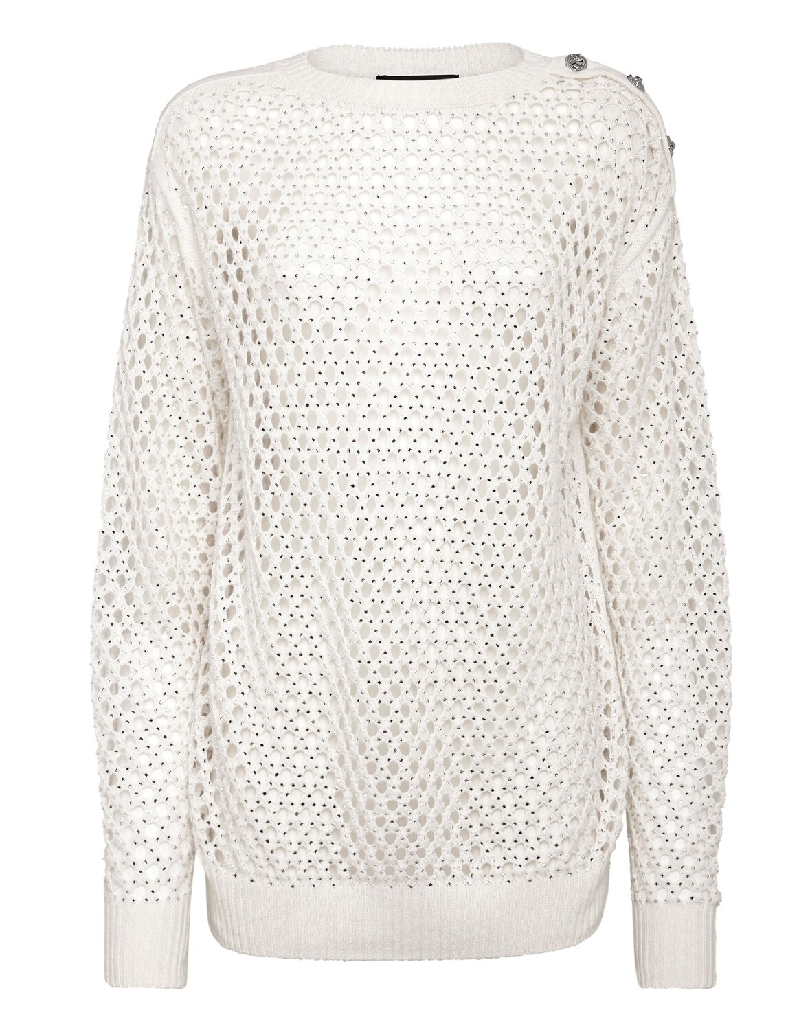 Пуловер Cashmere 5 с круглым вырезом LS Ажурная сетка Кристалл Philipp Plein, цвет Cream
Пуловер Cashmere 5 с круглым вырезом LS Ажурная сетка Кристалл Philipp Plein, цвет Cream