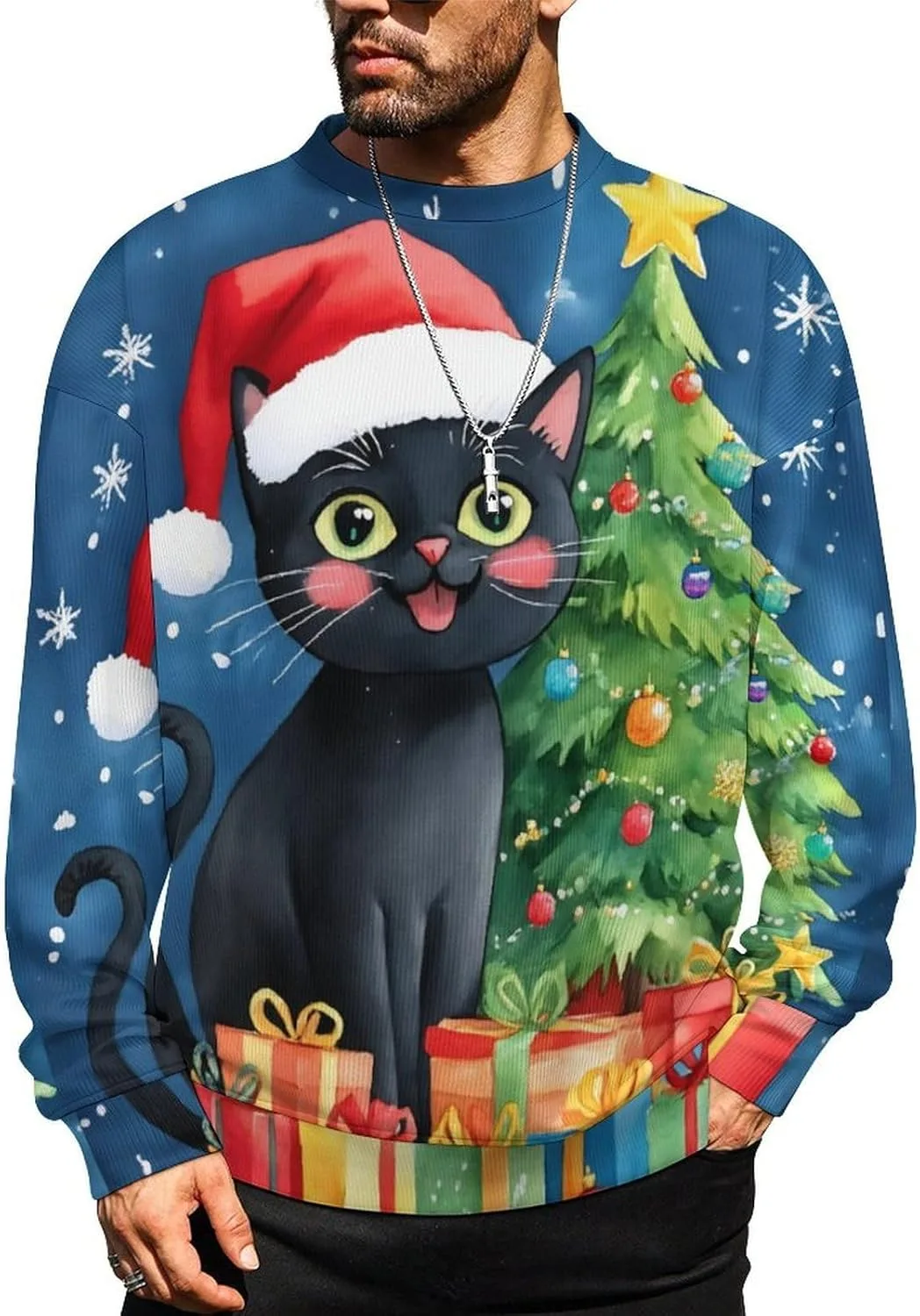 MoBlinko свитер для мужчин с оранжевым котом, рождественский, лонгслив
MoBlinko свитер для мужчин с оранжевым котом, рождественский, лонгслив