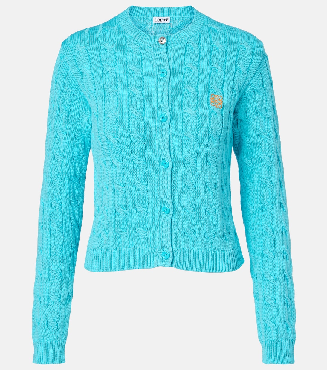 Кардиган из хлопка с ажурной вязкой Anagram Loewe, Turquoise
Кардиган из хлопка с ажурной вязкой Anagram Loewe, Turquoise
