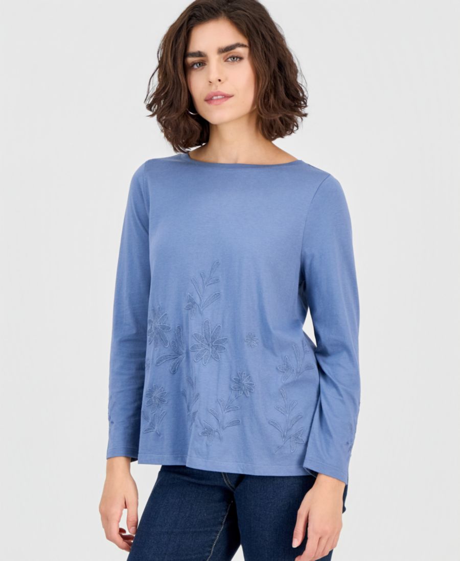 Укороченная блузка с вырезом-лодочкой и вышивкой Style & Co, Militia Blue
Укороченная блузка с вырезом-лодочкой и вышивкой Style & Co, Militia Blue