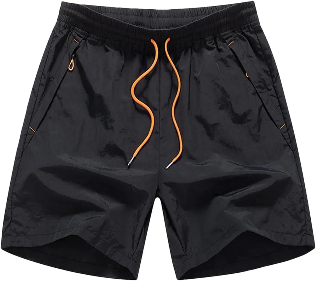 Мужские спортивные шорты с тонким шнурком и карманами на молнии
Мужские спортивные шорты с тонким шнурком и карманами на молнии