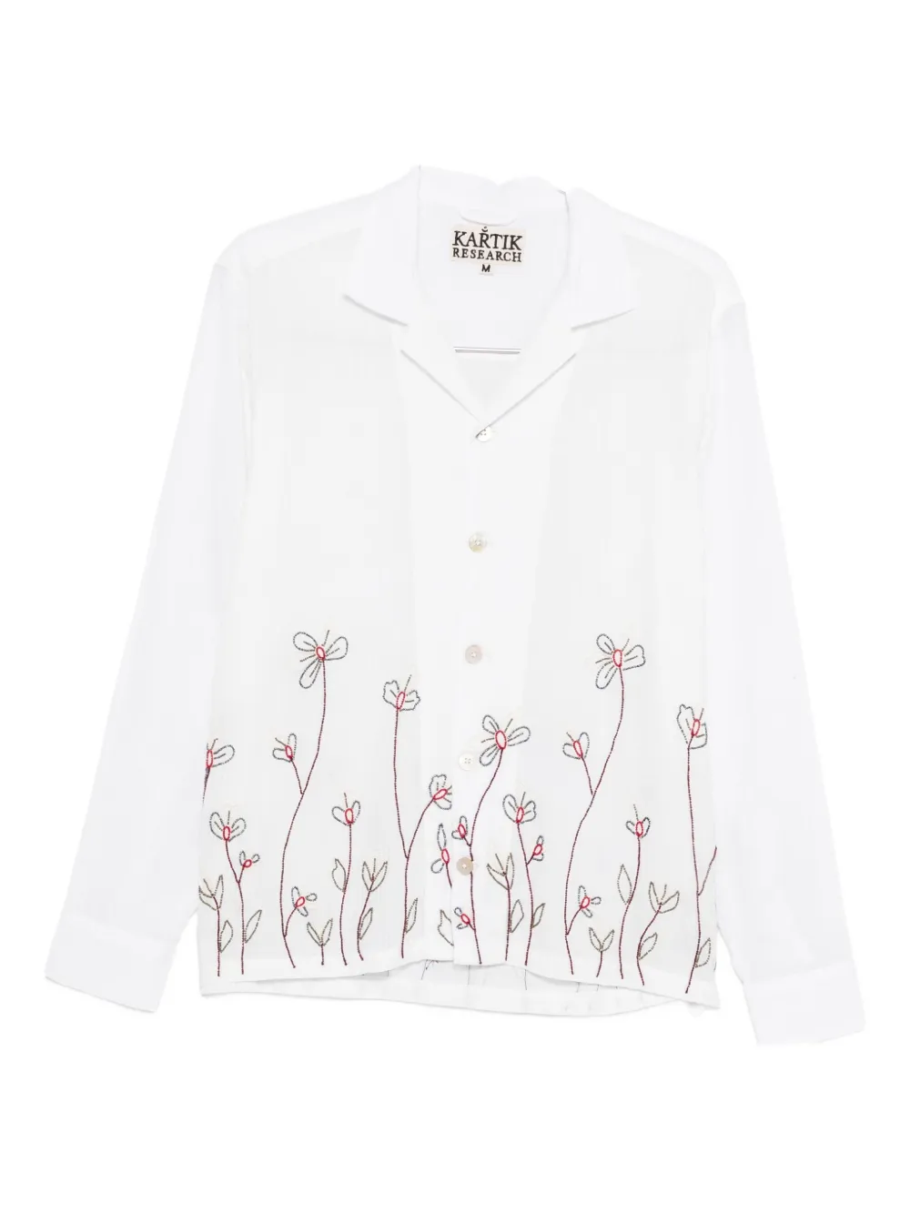 Рубашка с вышивкой в цветочек и воротником кэмп Kartik Research, белый
Рубашка с вышивкой в цветочек и воротником кэмп Kartik Research, белый