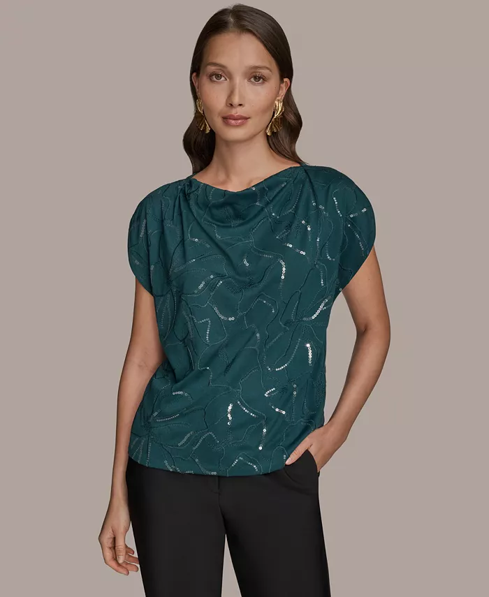 Женский топ с короткими рукавами, расшитый пайетками Donna Karan New York, синий
Женский топ с короткими рукавами, расшитый пайетками Donna Karan New York, синий