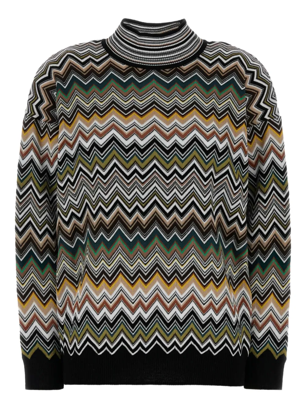 Свитер с высоким воротником и зигзагообразным узором Missoni, коричневый
Свитер с высоким воротником и зигзагообразным узором Missoni, коричневый