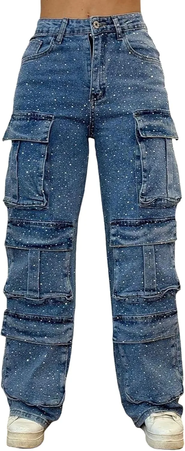Женские джинсы-карго с пайетками, завышенная талия, прямые QLAUYIOE
Женские джинсы-карго с пайетками, завышенная талия, прямые QLAUYIOE