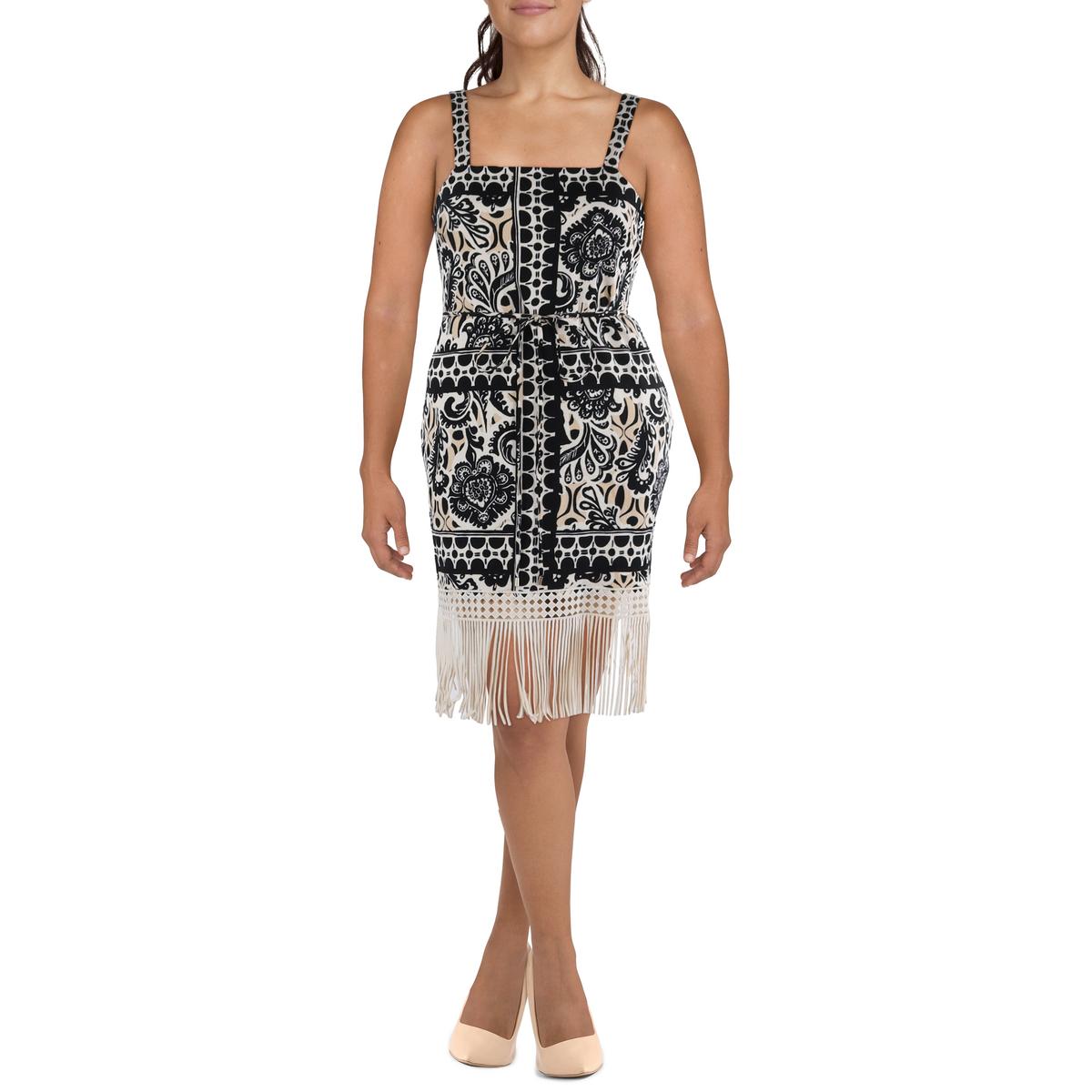 Женское платье-футляр длиной до колена с бахромой Tahari ASL, черный/белый
Женское платье-футляр длиной до колена с бахромой Tahari ASL, черный/белый