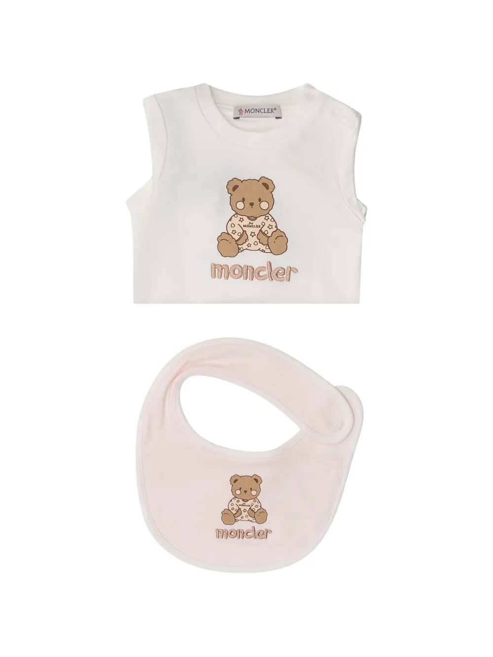 Комплект боди с медвежонком Moncler Enfant, белый
Комплект боди с медвежонком Moncler Enfant, белый