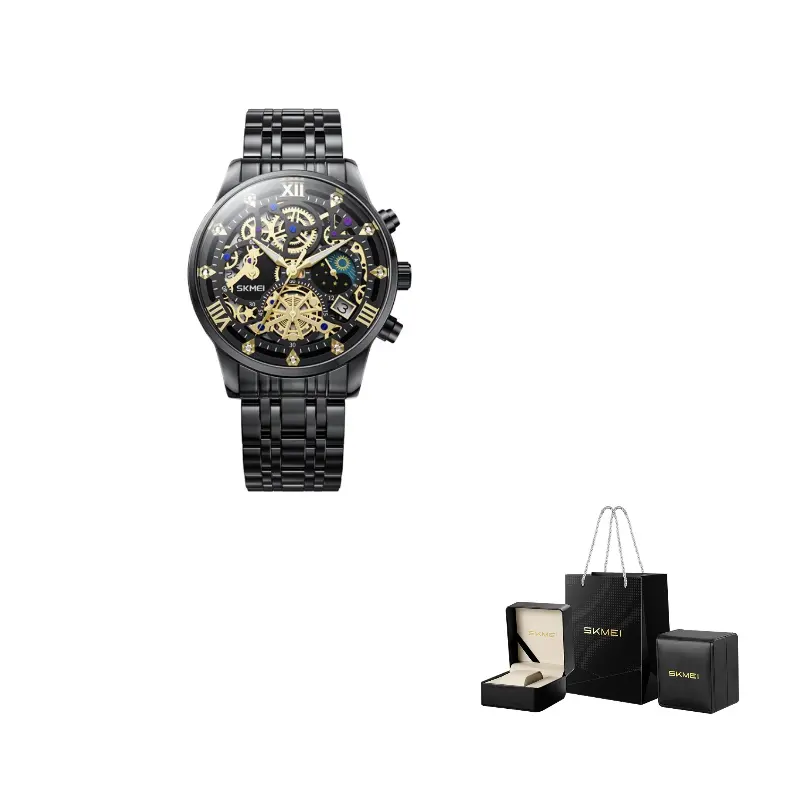 SKMEI Часы мужские с кварцевым механизмом, стальной браслет, черный циферблат
SKMEI Часы мужские с кварцевым механизмом, стальной браслет, черный циферблат