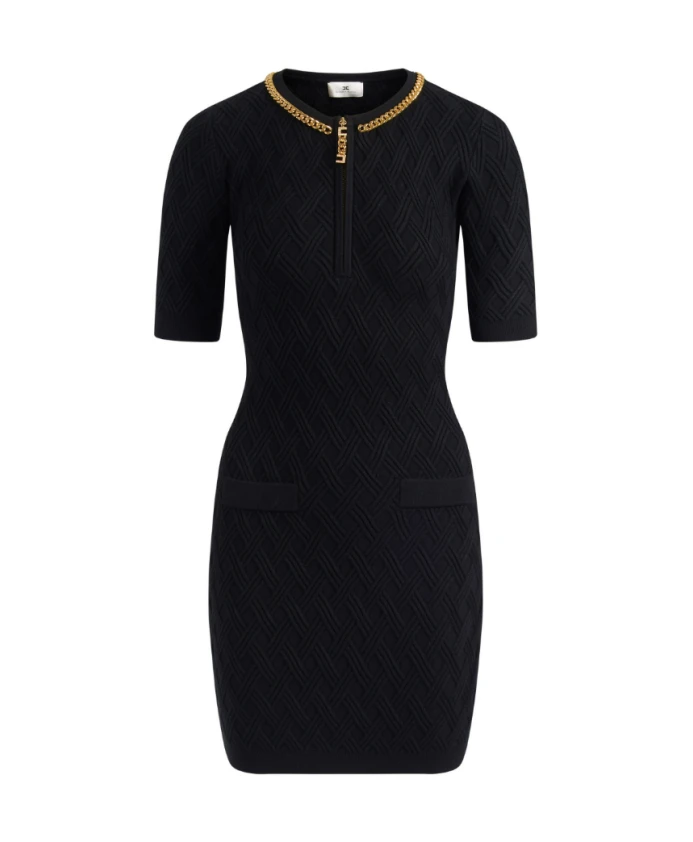 Черное вязаное мини-платье с 3D-дизайном Elisabetta Franchi, черный
Черное вязаное мини-платье с 3D-дизайном Elisabetta Franchi, черный