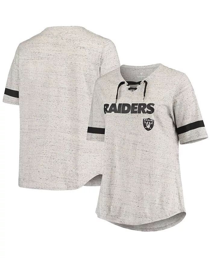 Женская серая футболка с v-образным вырезом и шнуровкой размера плюс Las Vegas Raiders Profile
Женская серая футболка с v-образным вырезом и шнуровкой размера плюс Las Vegas Raiders Profile