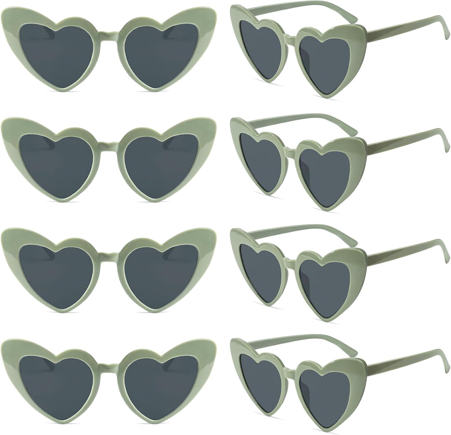 Набор из 8 солнцезащитных очков в форме сердца для женщин, ретро-очки «кошачий глаз» в форме сердца, сувениры для девичника, классические очки оптом SUNOVELTIES, Sage Green
Набор из 8 солнцезащитных очков в форме сердца для женщин, ретро-очки «кошачий глаз» в форме сердца, сувениры для девичника, классические очки оптом SUNOVELTIES, Sage Green