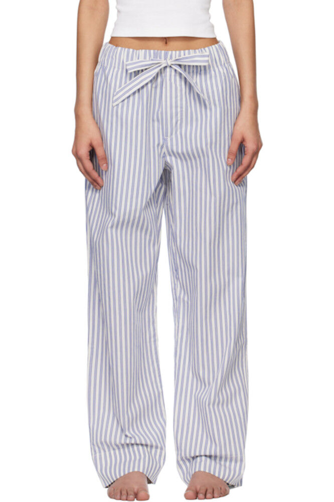 Пижамные штаны из белого и синего поплина Tekla
Пижамные штаны из белого и синего поплина Tekla