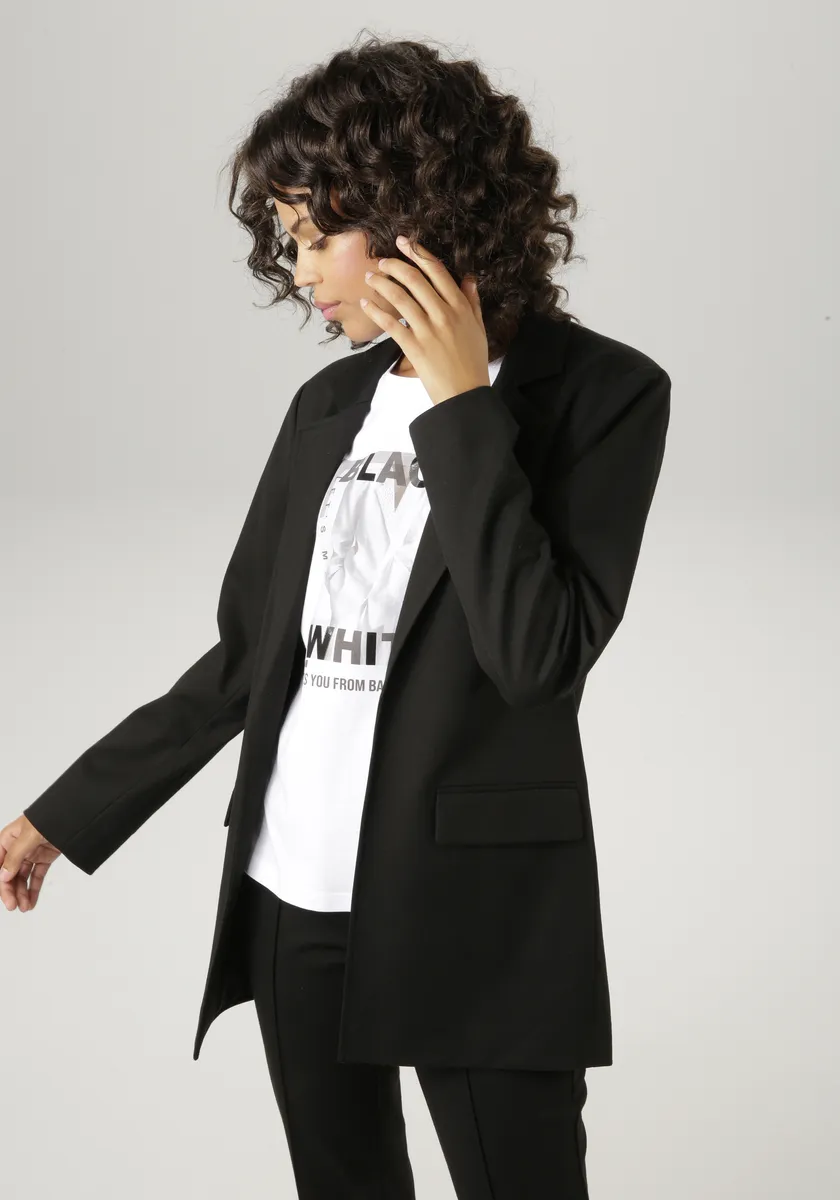 Длинный пиджак Aniston CASUAL с воротником с лацканами, черный
Длинный пиджак Aniston CASUAL с воротником с лацканами, черный