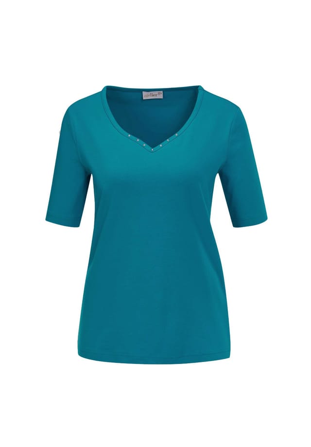Короткий размер: футболка с очаровательным вырезом и стразами. Goldner, цвет petrol
Короткий размер: футболка с очаровательным вырезом и стразами. Goldner, цвет petrol