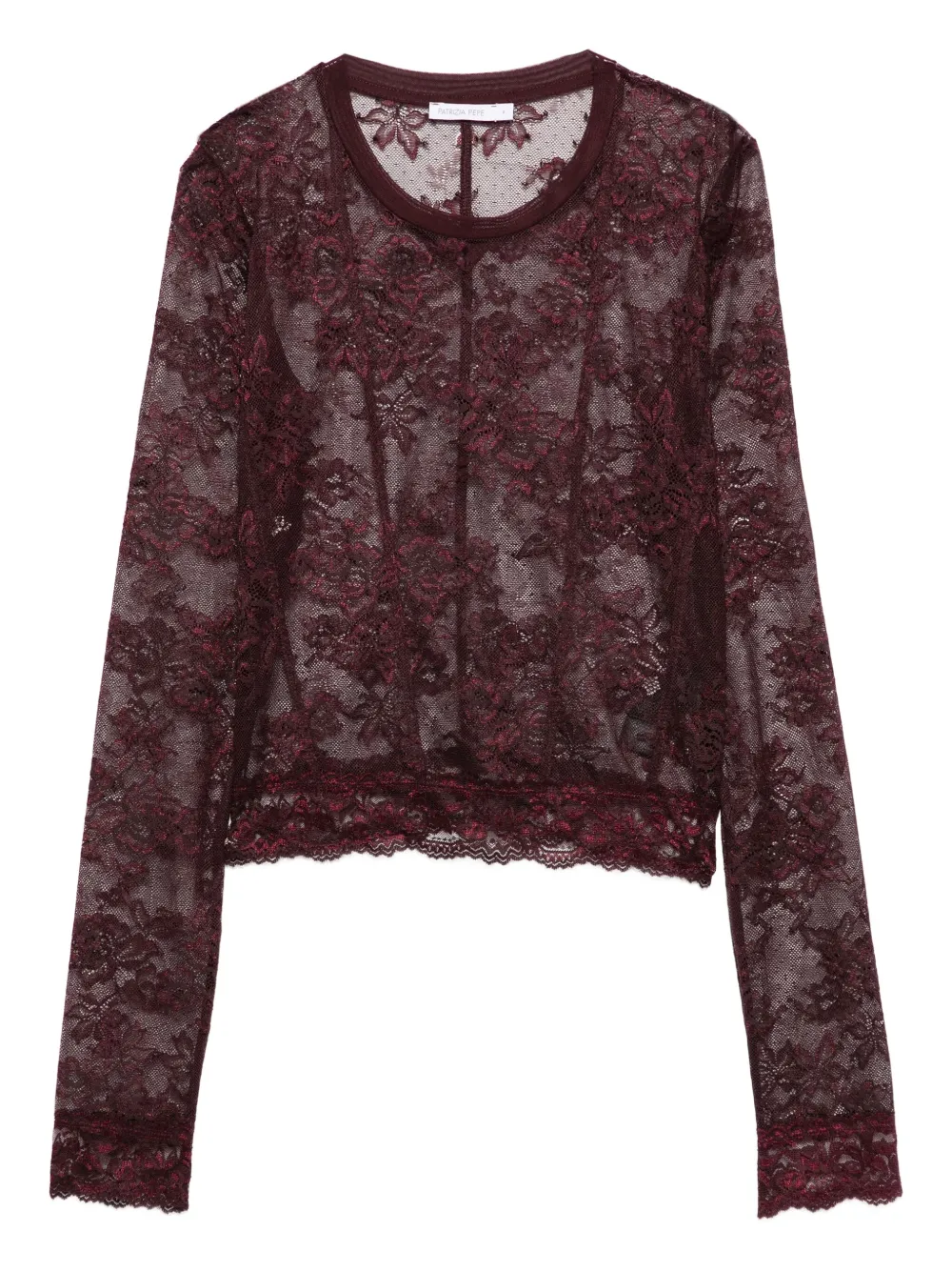 Кружевная блузка с фестончатым подолом Patrizia Pepe, фиолетовый
Кружевная блузка с фестончатым подолом Patrizia Pepe, фиолетовый