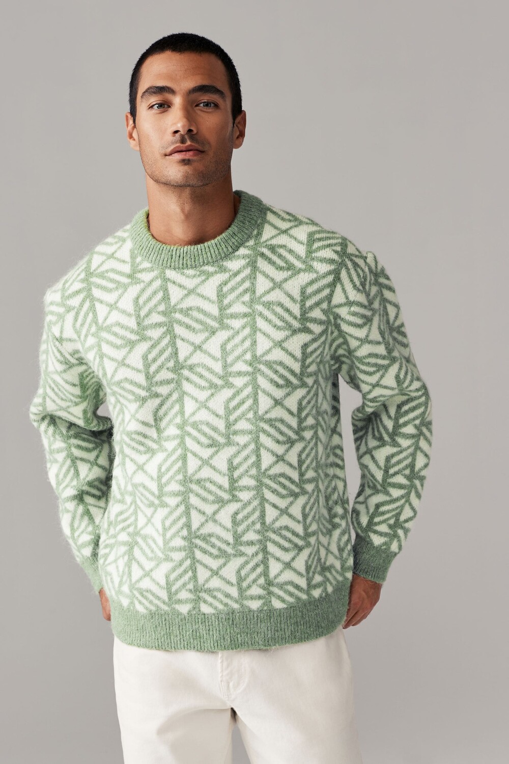 Свободный джемпер с узором «под горло» Next, белый
Свободный джемпер с узором «под горло» Next, белый