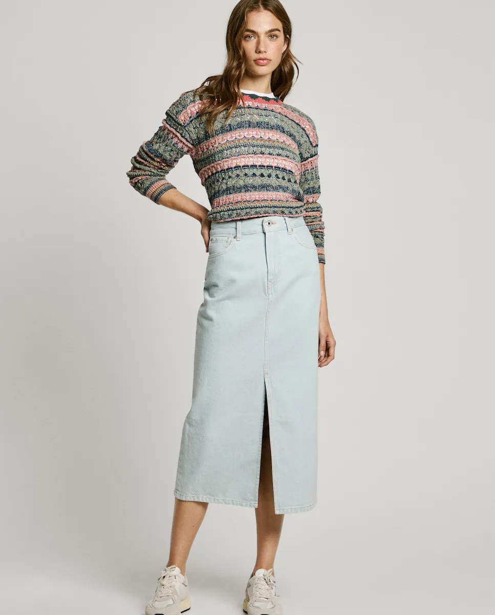 Юбка миди из денима облегающего кроя с разрезом спереди Pepe Jeans, голубой
Юбка миди из денима облегающего кроя с разрезом спереди Pepe Jeans, голубой