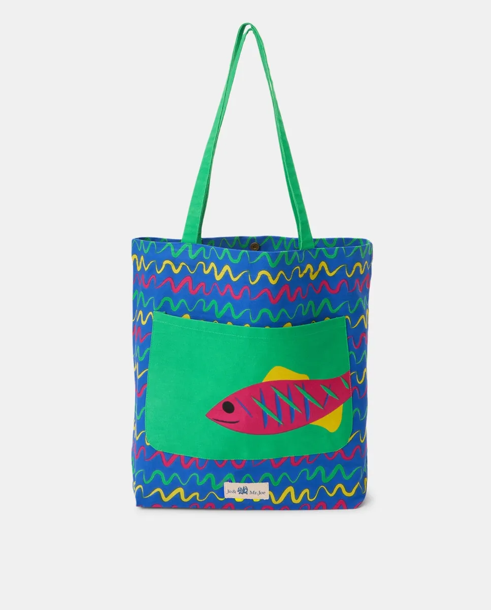 Пляжная сумка из принтованного хлопка Jo & Mr. Joe, цвет 400 Azul 
Пляжная сумка из принтованного хлопка Jo & Mr. Joe, цвет 400 Azul