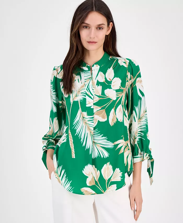 Женская блузка с разрезом на горловине и манжетами-галстуком Anne Klein, зеленый
Женская блузка с разрезом на горловине и манжетами-галстуком Anne Klein, зеленый