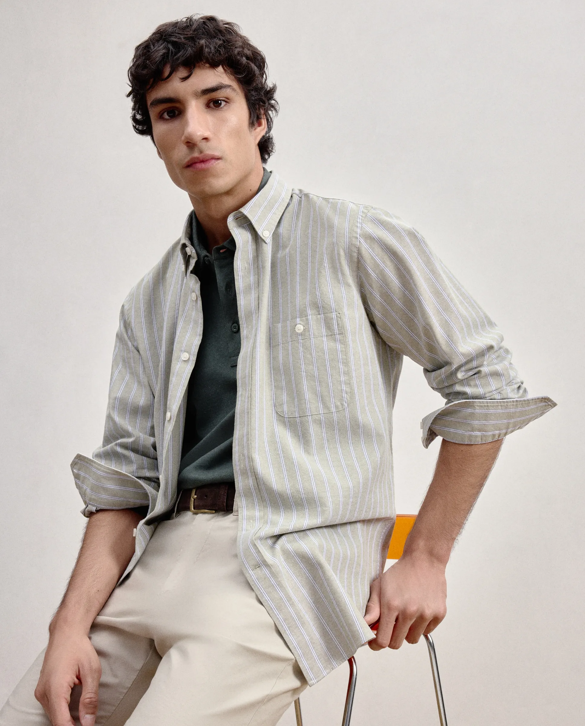 Классическая мужская рубашка с длинным рукавом оксфорд в двухцветную полоску Dustin, зеленый
Классическая мужская рубашка с длинным рукавом оксфорд в двухцветную полоску Dustin, зеленый