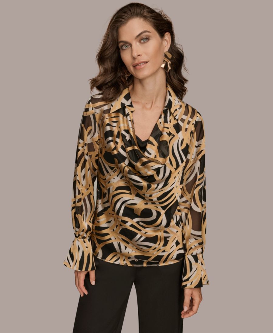 Женская блузка с длинными рукавами и воротником-стойкой, стандартный и укороченный размеры Donna Karan New York, Black/gold
Женская блузка с длинными рукавами и воротником-стойкой, стандартный и укороченный размеры Donna Karan New York, Black/gold