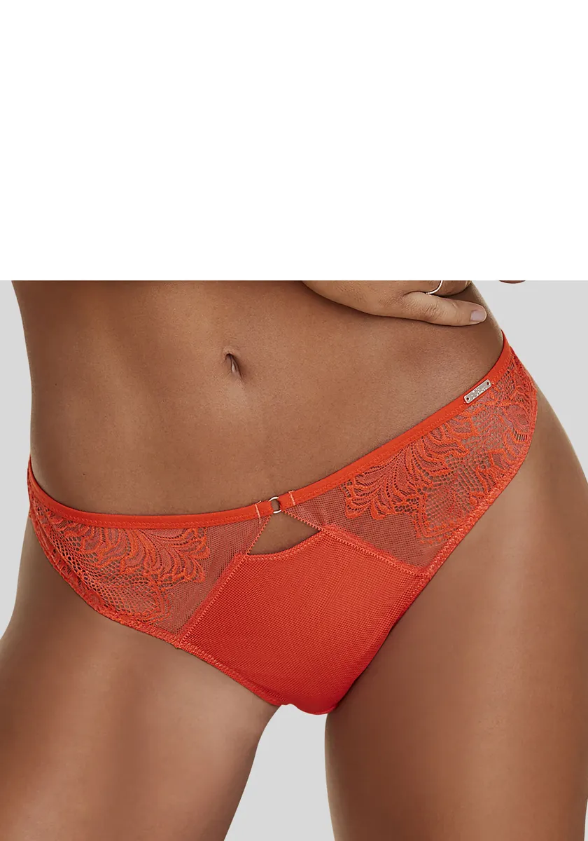 Стринги LASCANA с кружевными вставками в классном стиле татуировки, цвет Orange