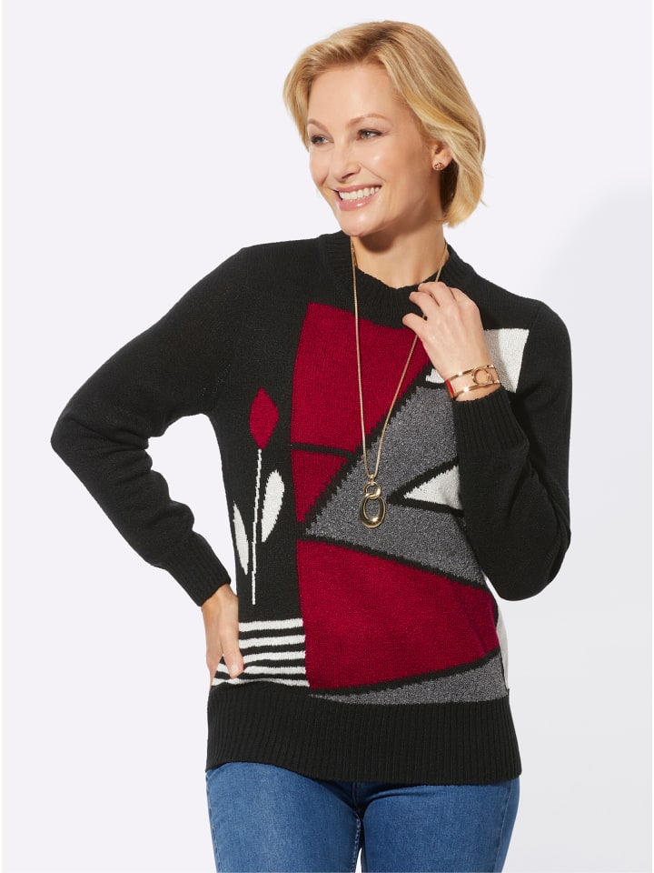 WITT WEIDEN Свитер с круглым вырезом, черно-красный узор
WITT WEIDEN Свитер с круглым вырезом, черно-красный узор