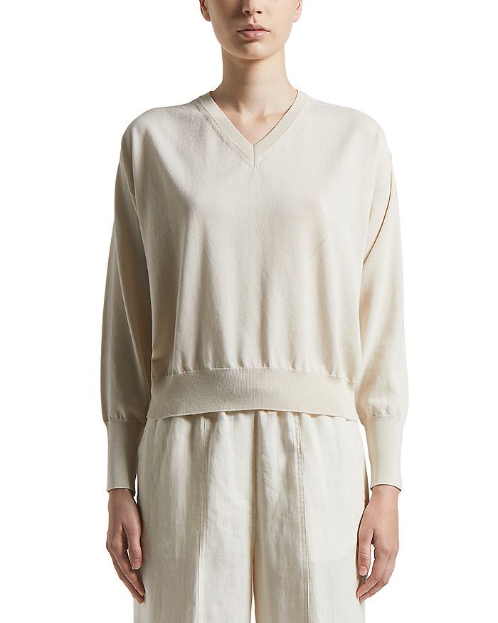 Вязаный свитер с V-образным вырезом и длинными рукавами Peserico, слоновая кость/кремовый
Вязаный свитер с V-образным вырезом и длинными рукавами Peserico, слоновая кость/кремовый