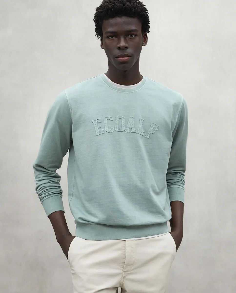 Мужская толстовка с круглым вырезом и вышивкой спереди Ecoalf, зеленый 
Мужская толстовка с круглым вырезом и вышивкой спереди Ecoalf, зеленый