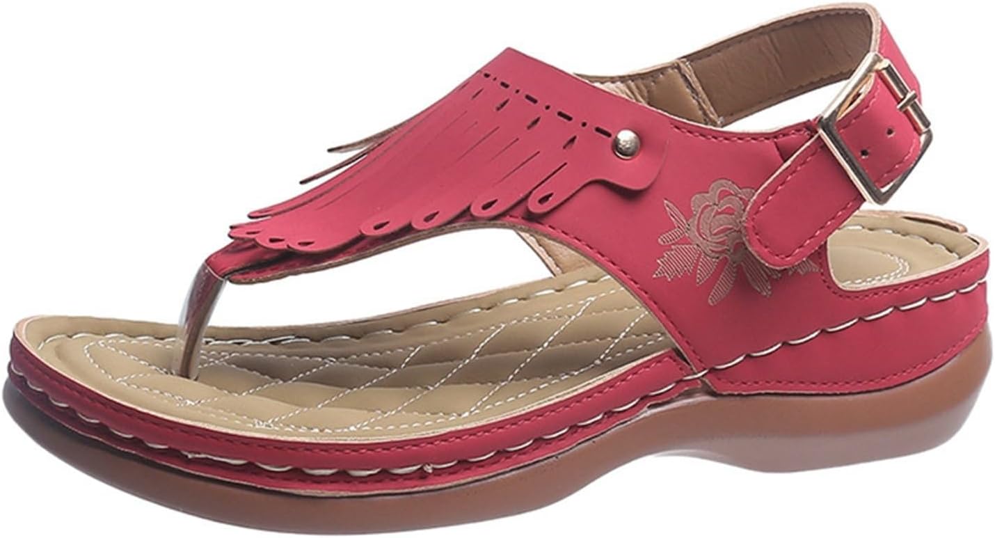 Летние сандалии на танкетке Kldyj Винтажные платформенные вьетнамки с бахромой из искусственной кожи с зажимом на носке Повседневная пляжная обувь, красный
Летние сандалии на танкетке Kldyj Винтажные платформенные вьетнамки с бахромой из искусственной кожи с зажимом на носке Повседневная пляжная обувь, красный