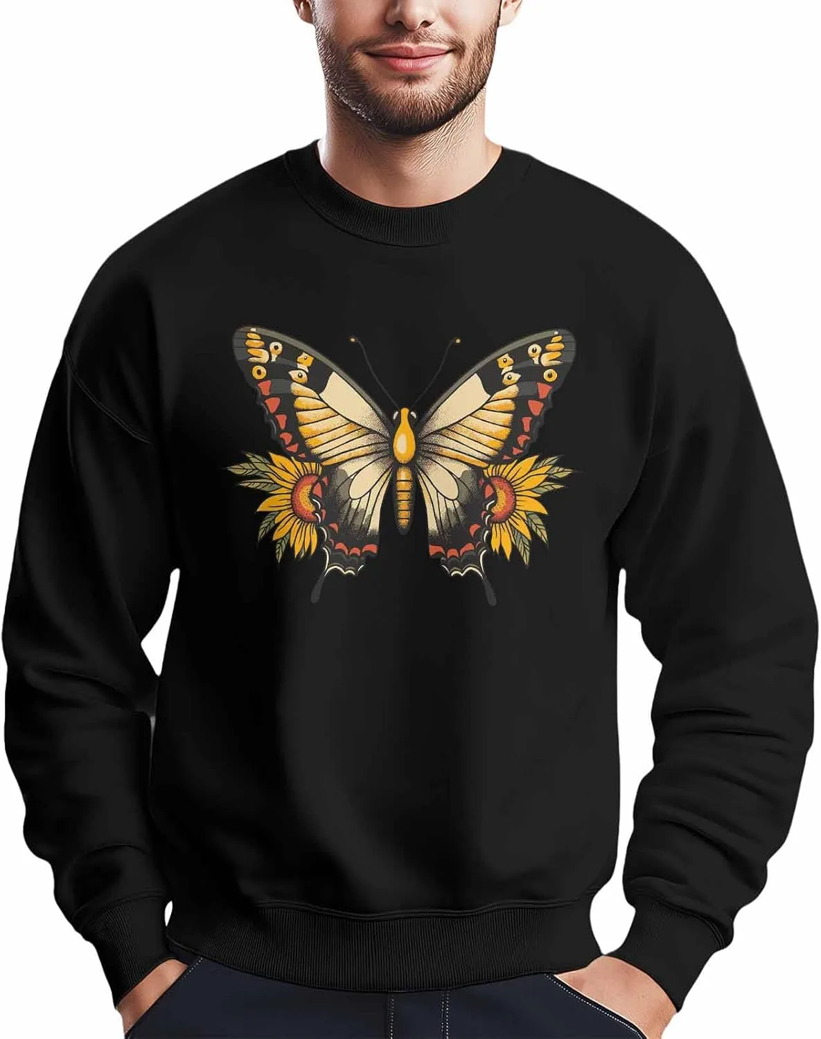Мужской свитшот с принтом бабочки и цветов, черный и желтый Winvebermior
Мужской свитшот с принтом бабочки и цветов, черный и желтый Winvebermior