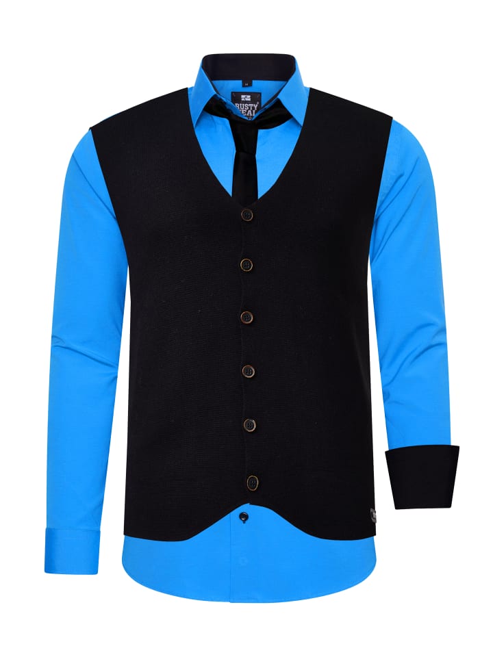 Рубашка с жилетом и галстуком, комплект из 3 предметов, цвет бензиново-синий Rusty Neal
Рубашка с жилетом и галстуком, комплект из 3 предметов, цвет бензиново-синий Rusty Neal