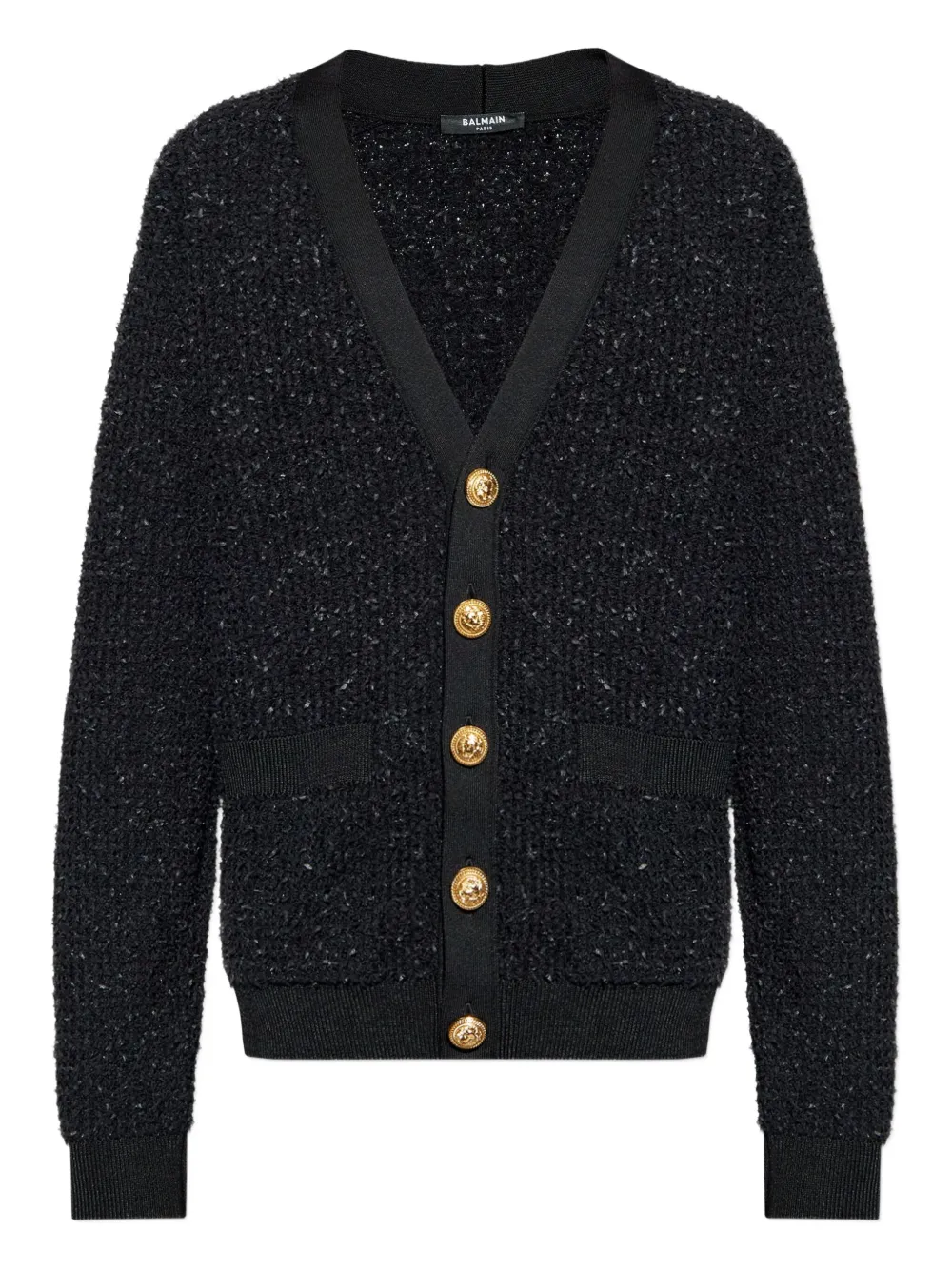Кардиган с пуговицами в виде головы льва BALMAIN, черный
Кардиган с пуговицами в виде головы льва BALMAIN, черный