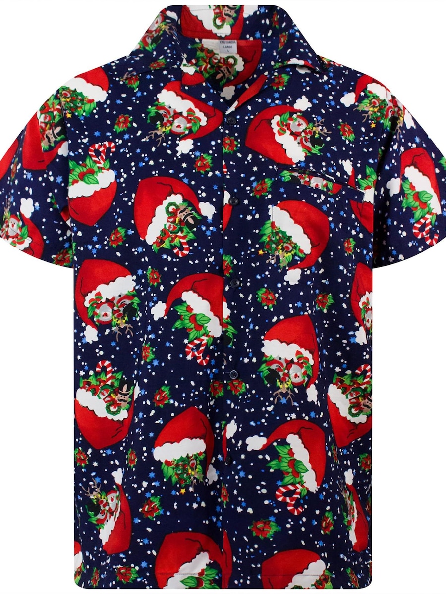 Рубашка на пуговицах классического кроя King Kameha Christmas Flying Hats, синий
Рубашка на пуговицах классического кроя King Kameha Christmas Flying Hats, синий