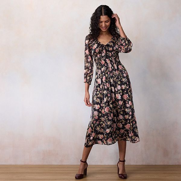 Женское платье миди с присборенным лифом Lc Lauren Conrad, Black Scarlet Vine
Женское платье миди с присборенным лифом Lc Lauren Conrad, Black Scarlet Vine